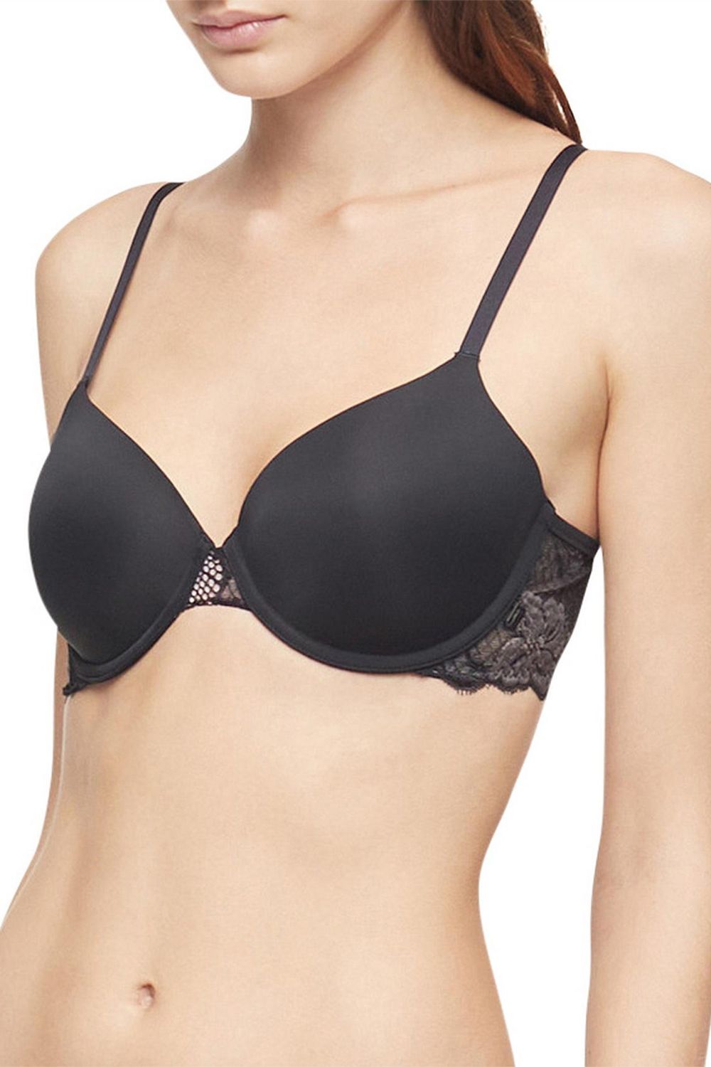 Гладкий бюстгальтер с кружевом 99353737 black