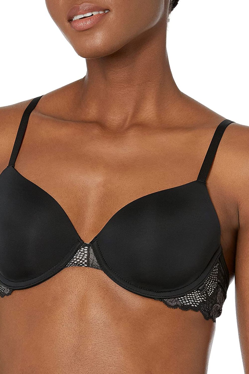 Гладкий бюстгальтер с кружевом 99353737 black