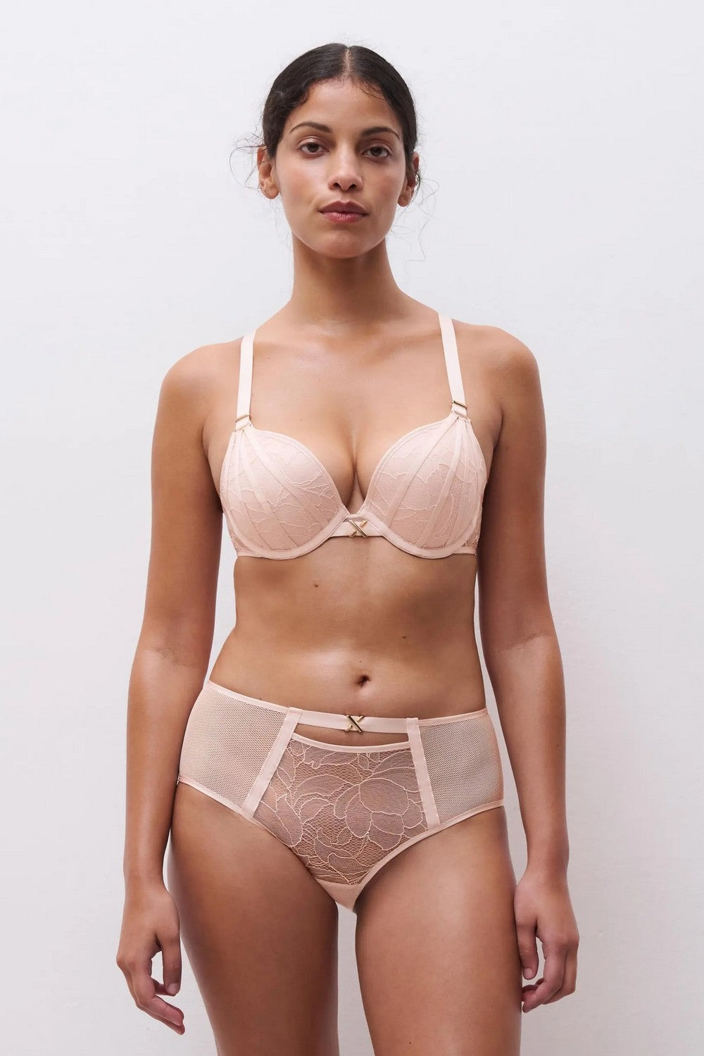 Кружевной бюстгальтер пуш-ап 01ANR Xquisite taffeta pink