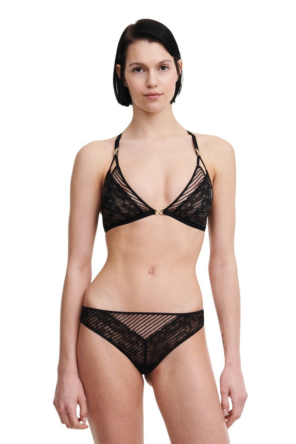 Бралет с застежкой спереди 09F3 Txture black