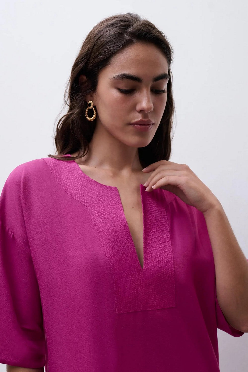 Пляжная туника из вискозы 10R6 fuchsia