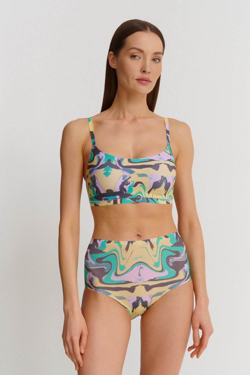 Бесшовный топ с принтом 11D2 Soft stretch chromat waves