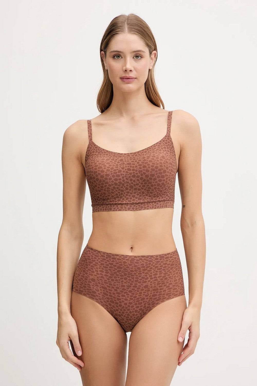 Безшовний топ з принтом 11D2 Soft stretch wild brown