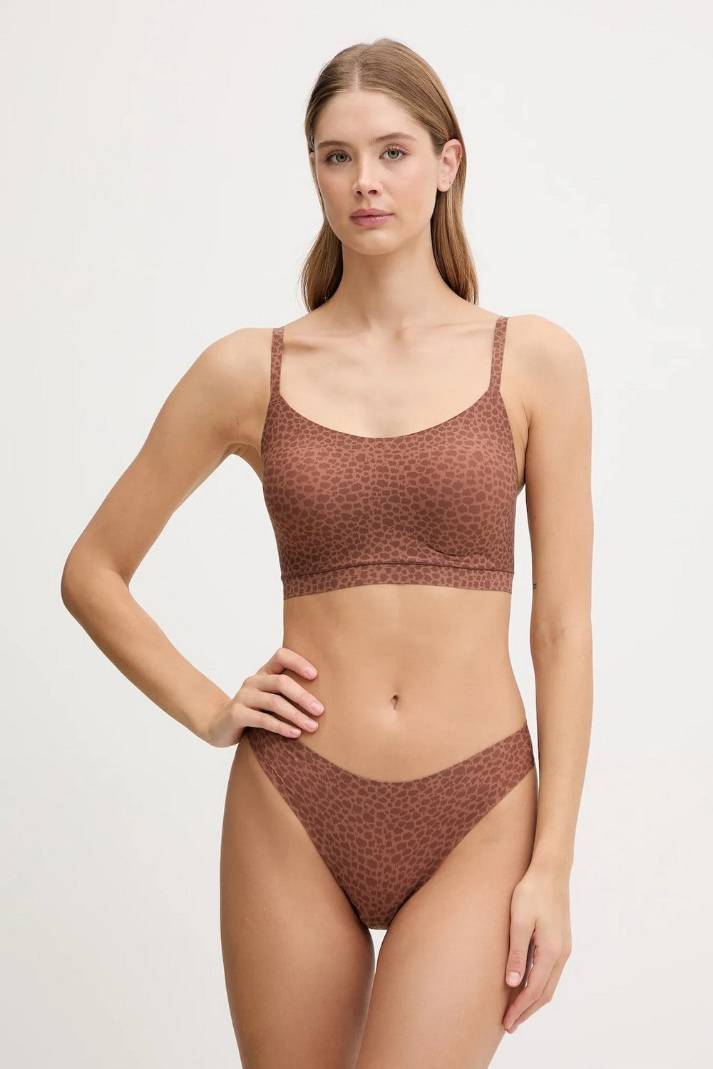 Трусики стрінг з принтом 11D9 Soft stretch wild brown