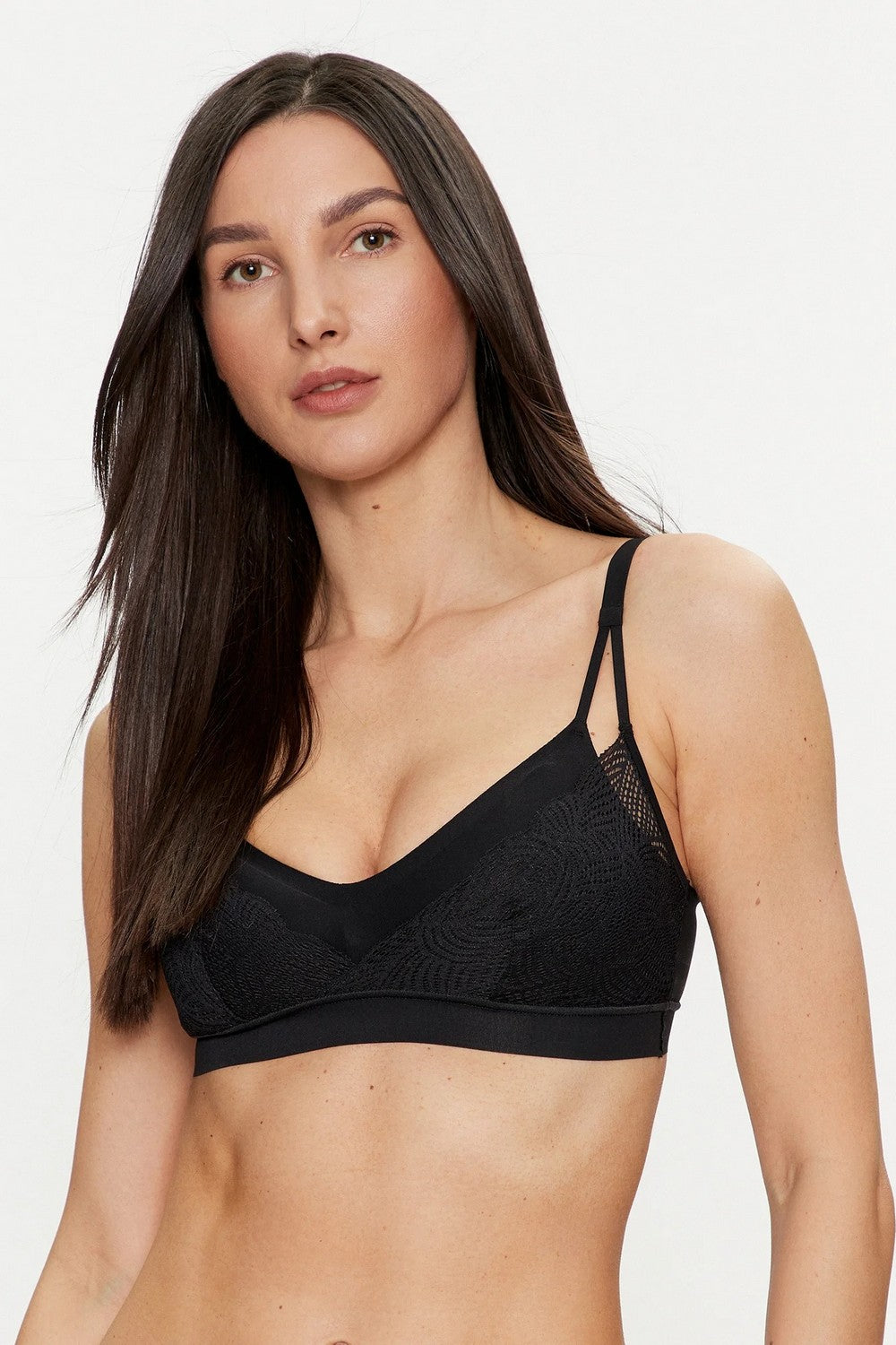 Бесшовный бралет с кружевом 11GQ9 Soft stretch black