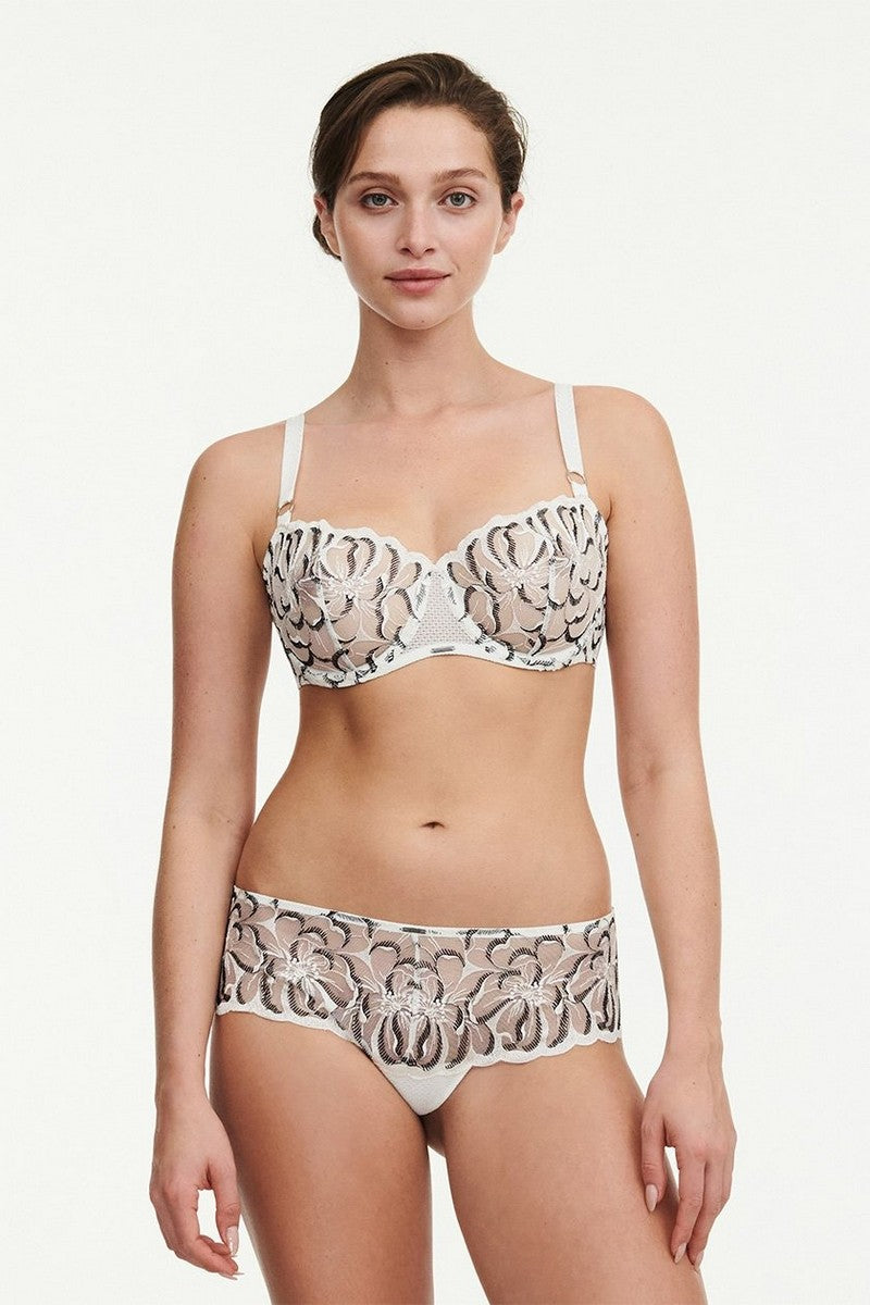 Мягкий бюстгальтер из кружева 12M5 Fleurs milk/black