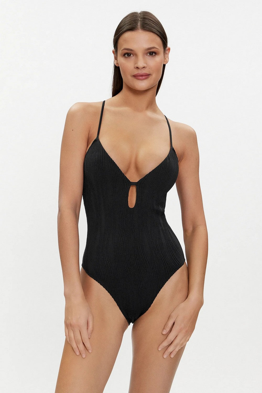 Фактурный сдельный купальник 12VUA Pulp black