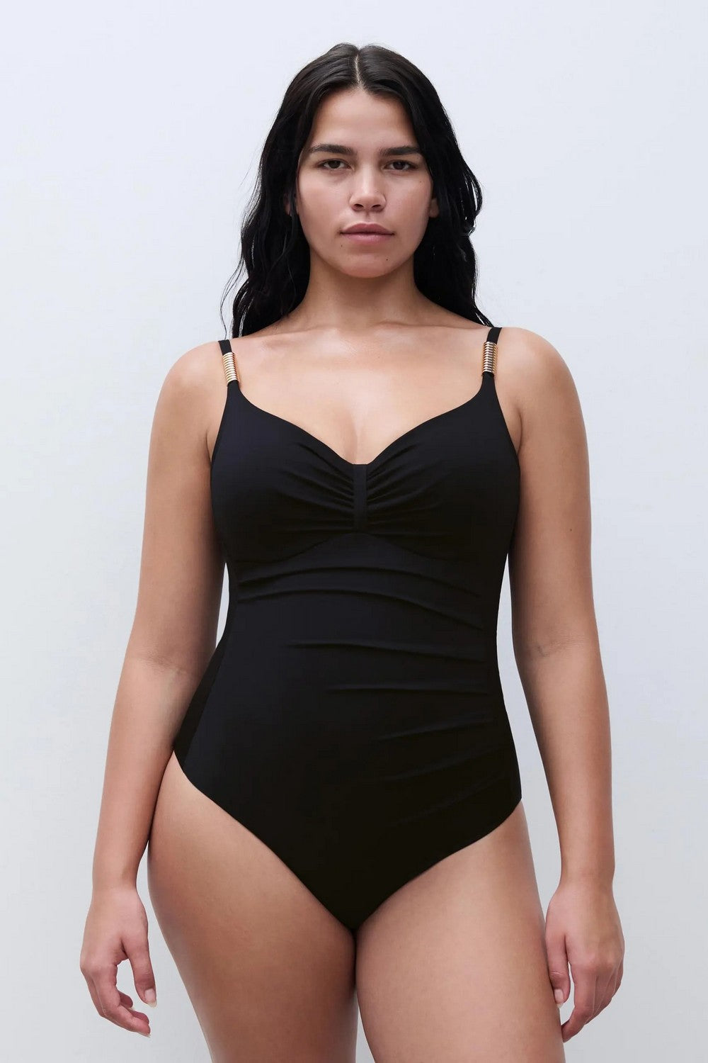 Сдельный купальник на косточках 16VR0 Icon black