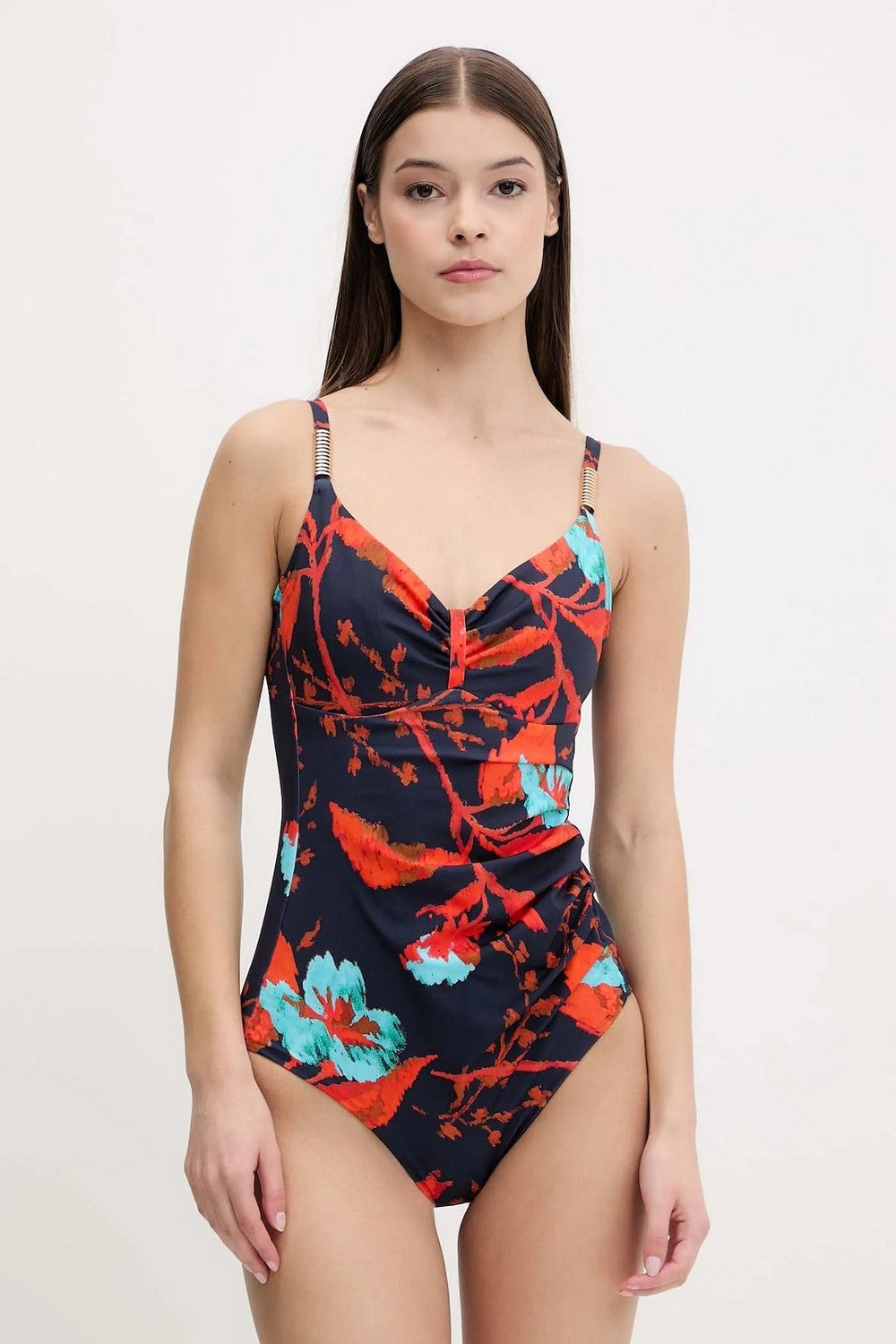 Сдельный купальник на косточках 16VR0 Icon ink flowers