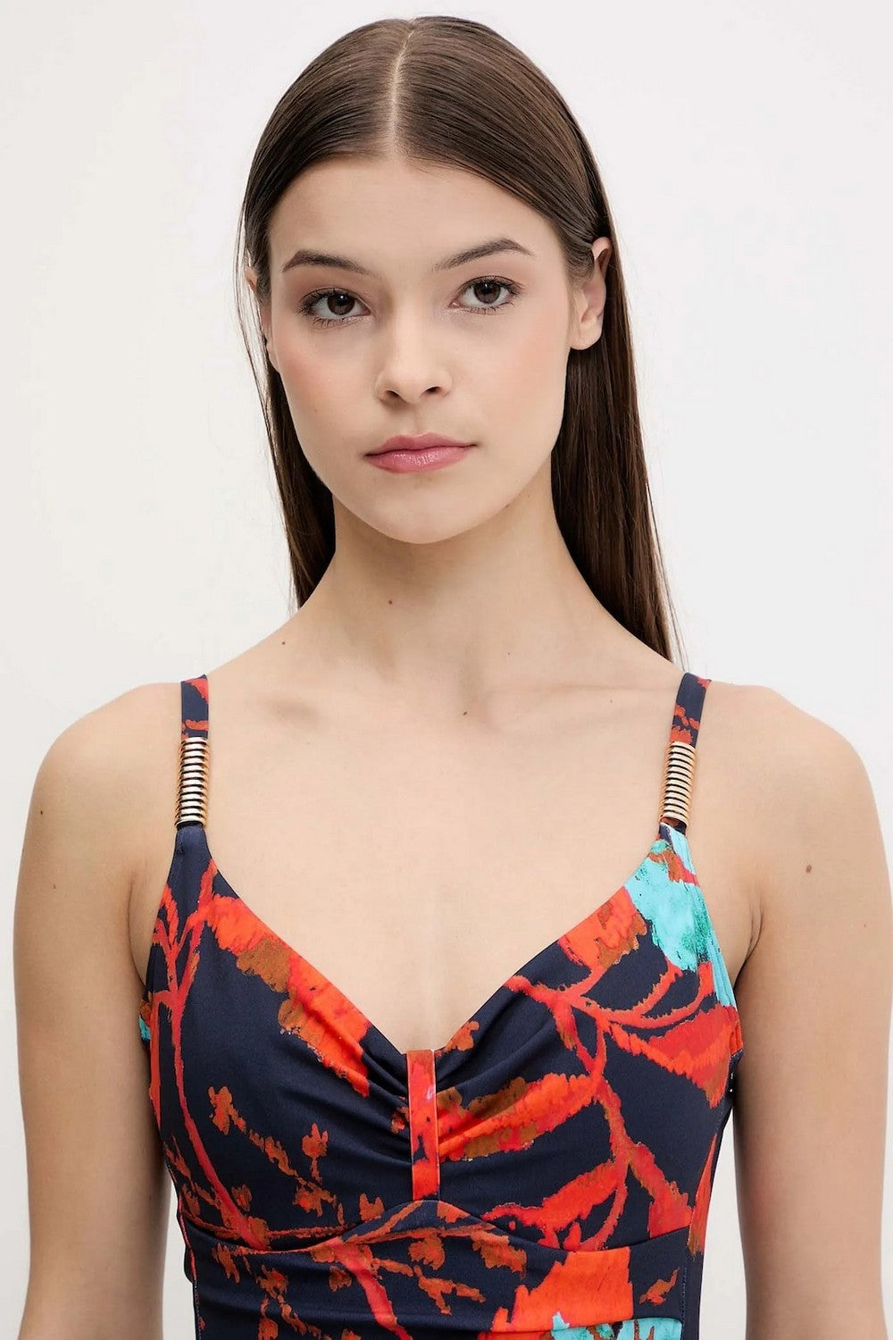 Суцільний купальник на кісточках 16VR0 Icon ink flowers