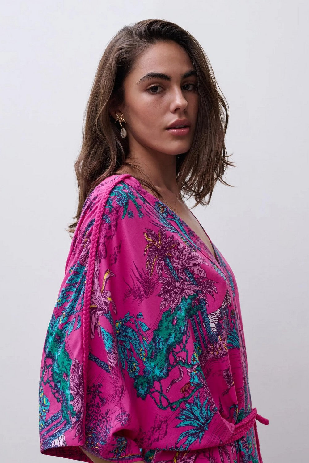 Пляжная туника с принтом 18RW1 Influence pink jungle