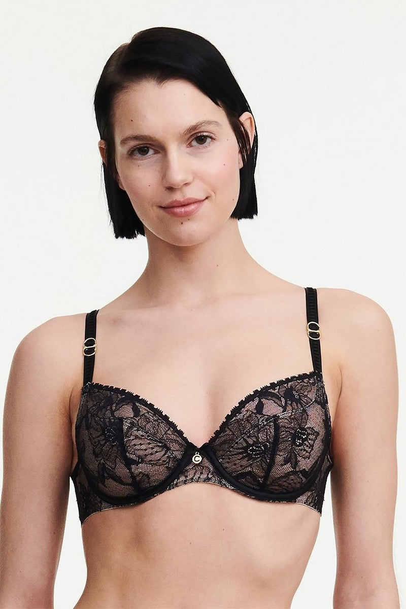 Кружевной бюстгальтер с косточками 21U1 Orchids black
