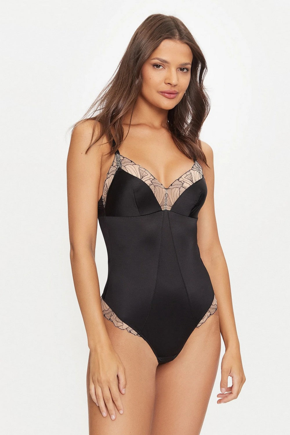 Боди-стринг из атласа 22DT9 Tattoo Love black/golden beige