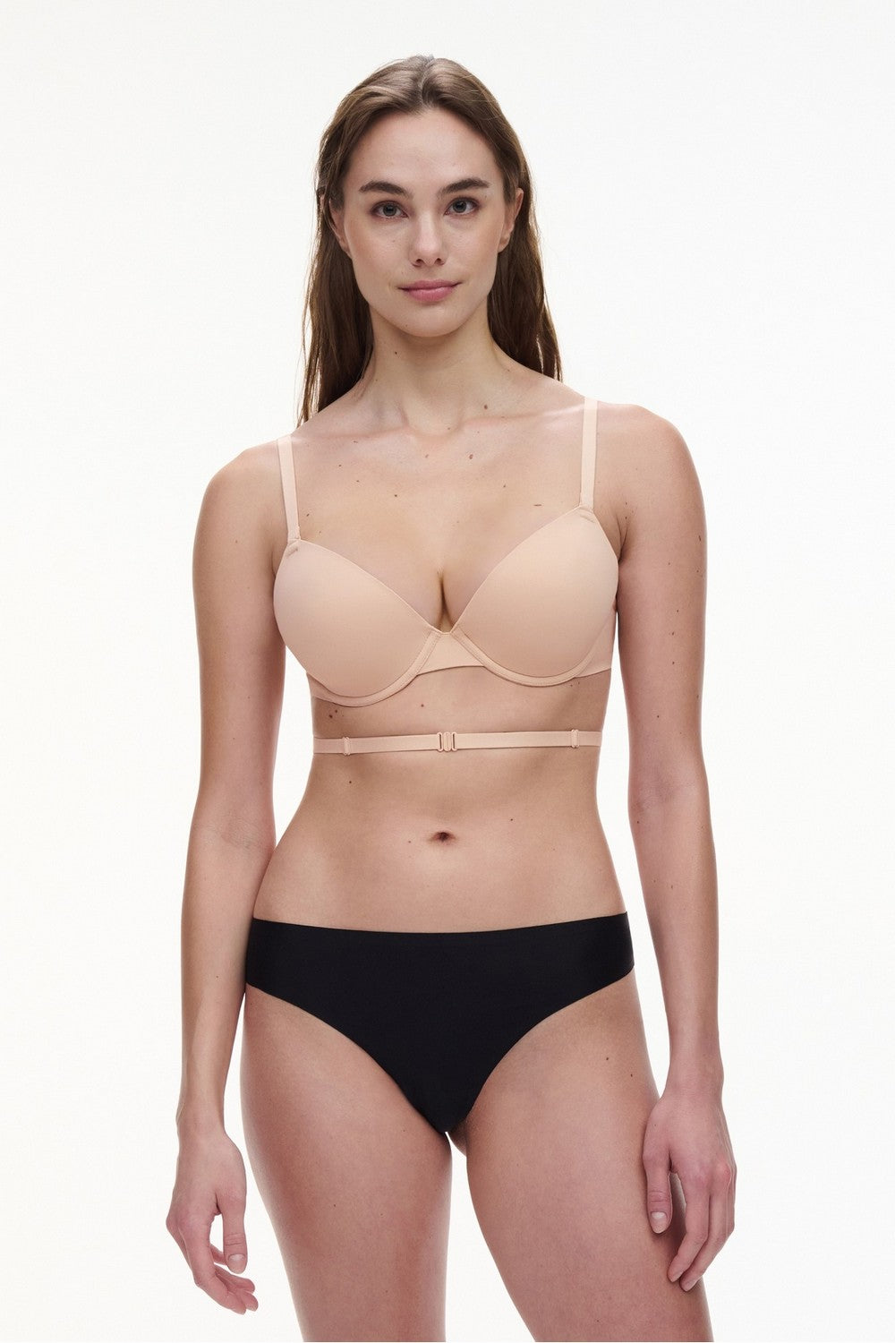 Гладкий бюстгальтер из микрофибры 912N9 Open back beige dore