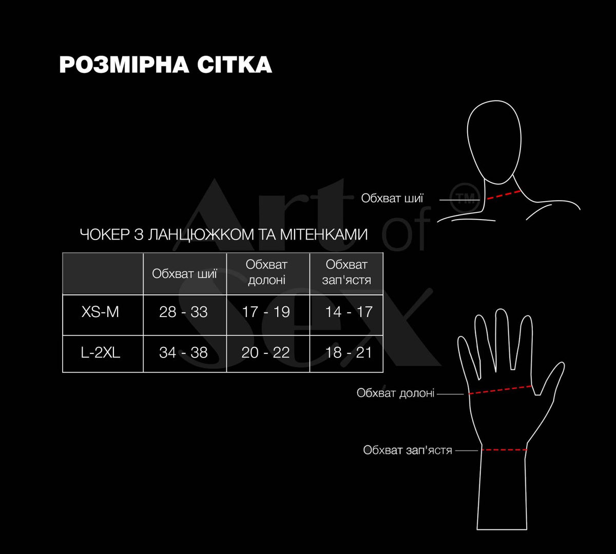 Чокер з мітенками Deily black Art of Sex