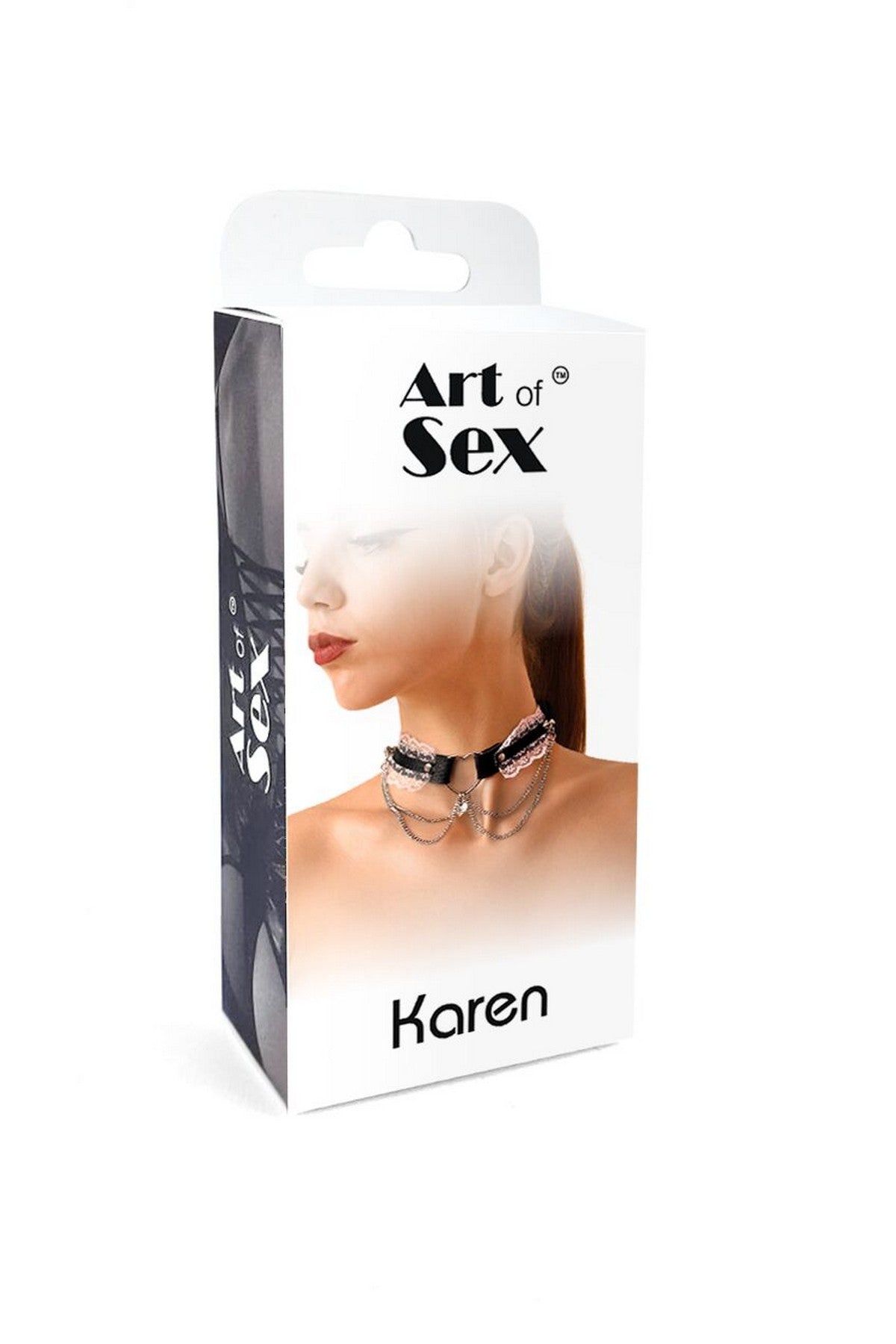 Кожный чокер с кружевом Karen rose/black