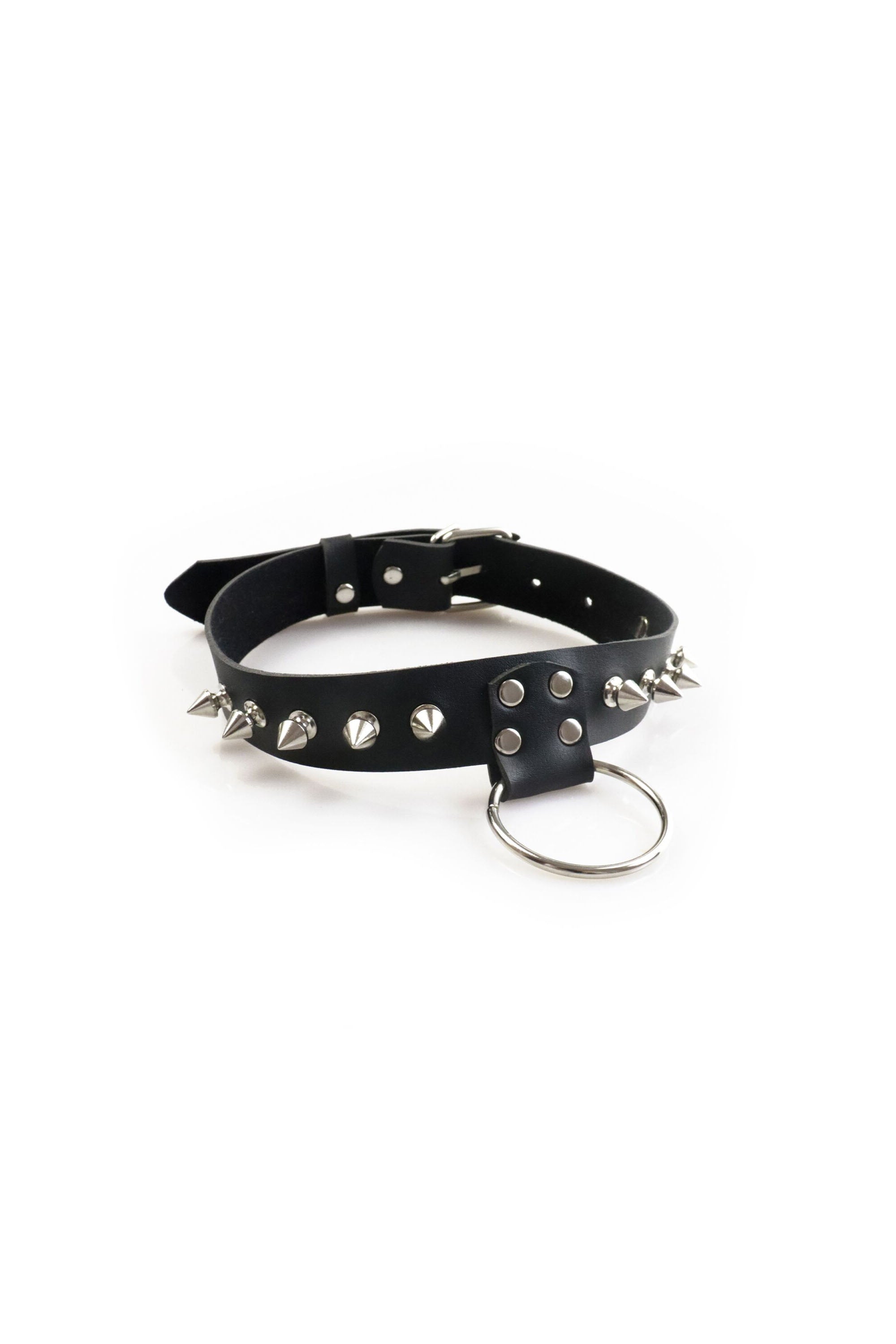 Мужской чокер с шипами Stiles Leather and Spikes black