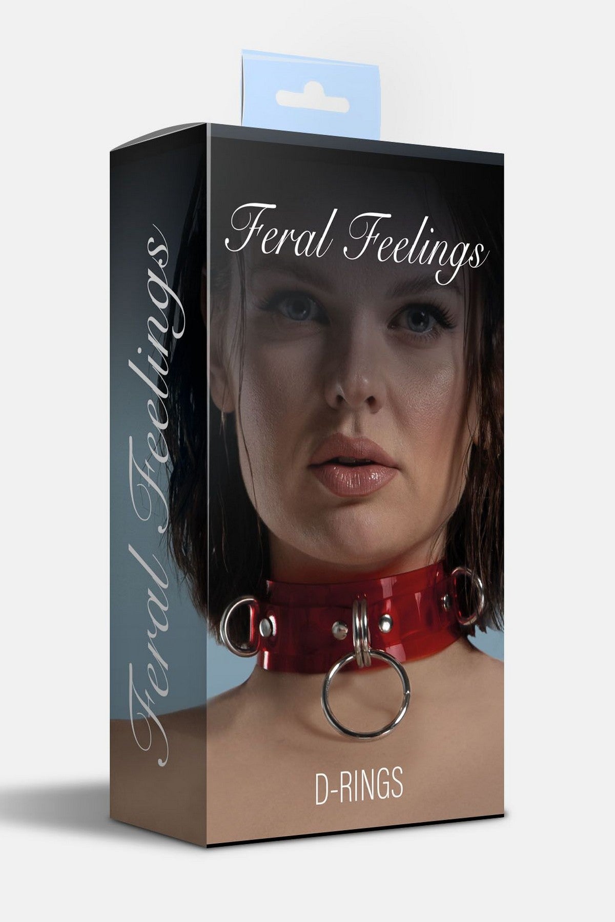 Кожаный ошейник для фиксации D-Rings red transparent