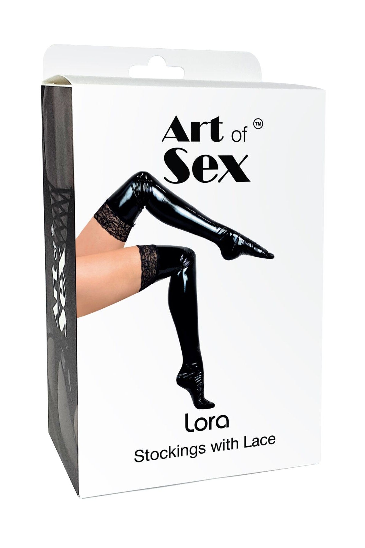 Виниловые чулки с кружевом Lora red