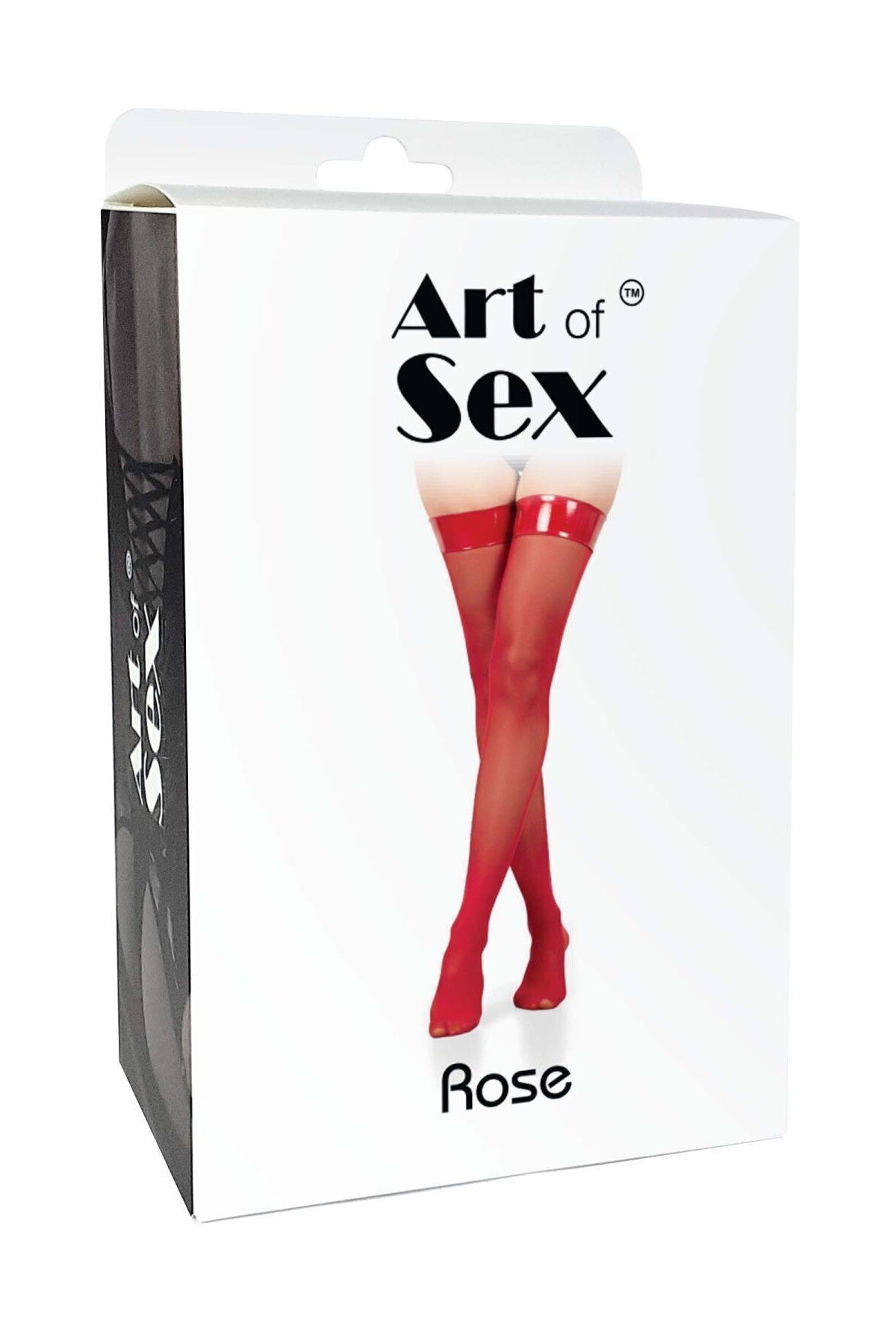 Чулки з лакованою коронкою Rose red Art of Sex