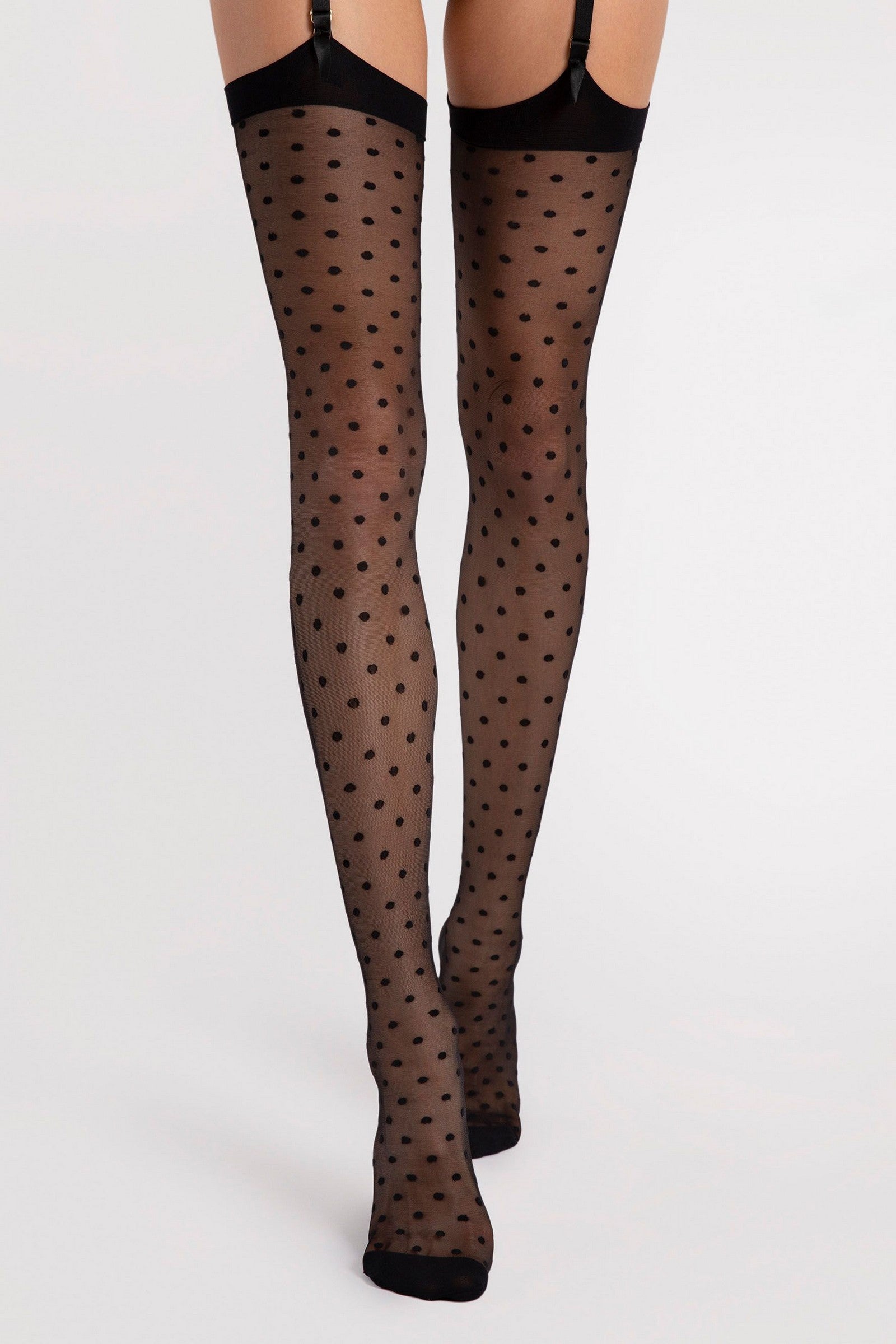 Чулки под пояс в горошек Louise O4078 20d