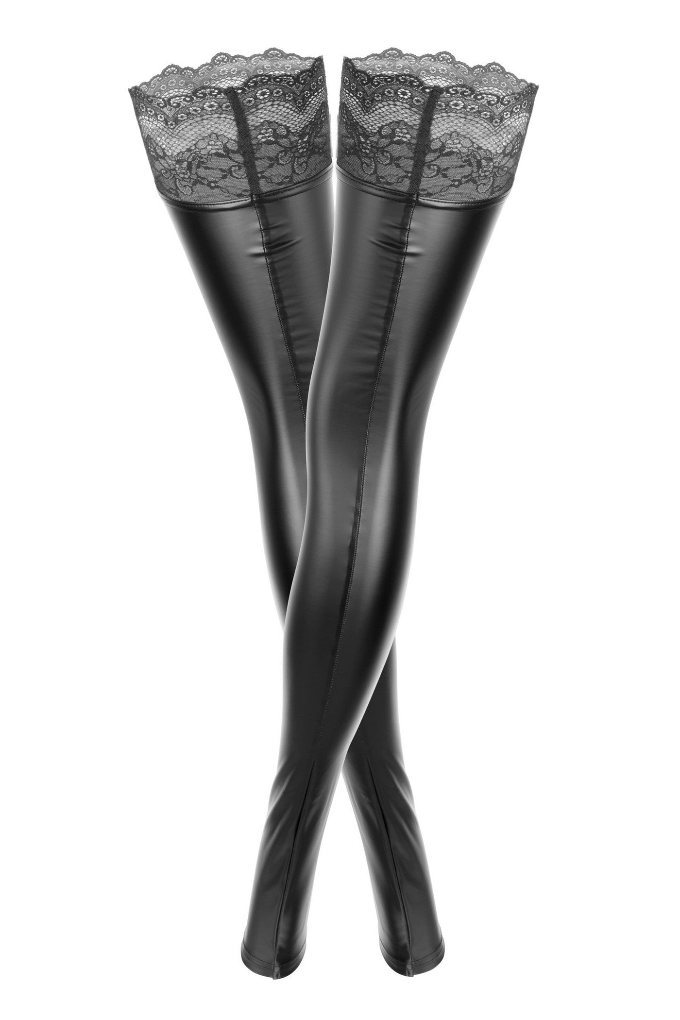 Панчохи з мокрим ефектом F135 Powerwetlook Noir Handmade