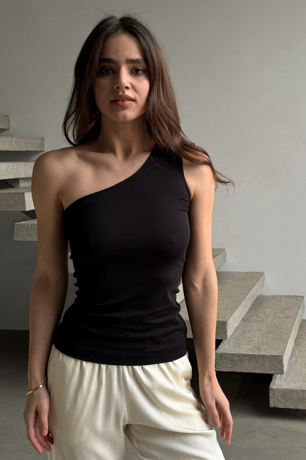 Майка на одно плечо C257003/1 Basic 6 black