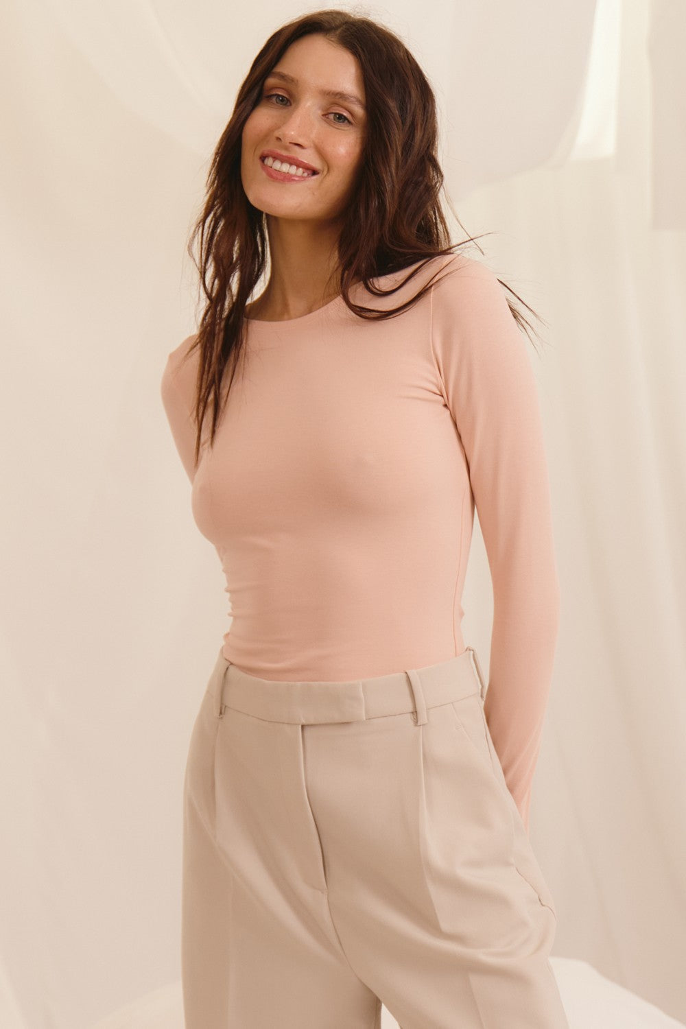 Хлопковое боди с длинными рукавами WL18304/19 Thursday peach