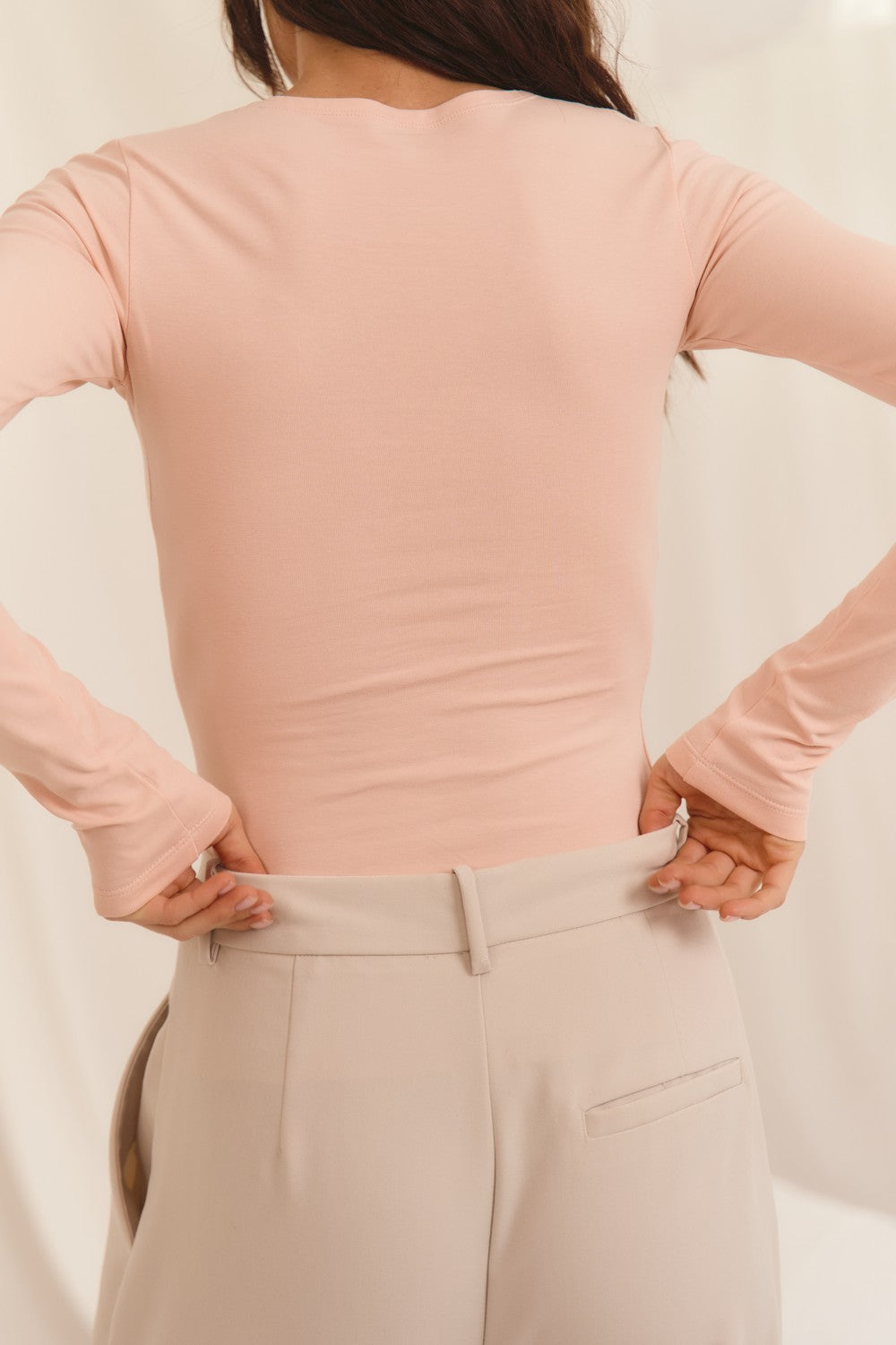 Хлопковое боди с длинными рукавами WL18304/19 Thursday peach