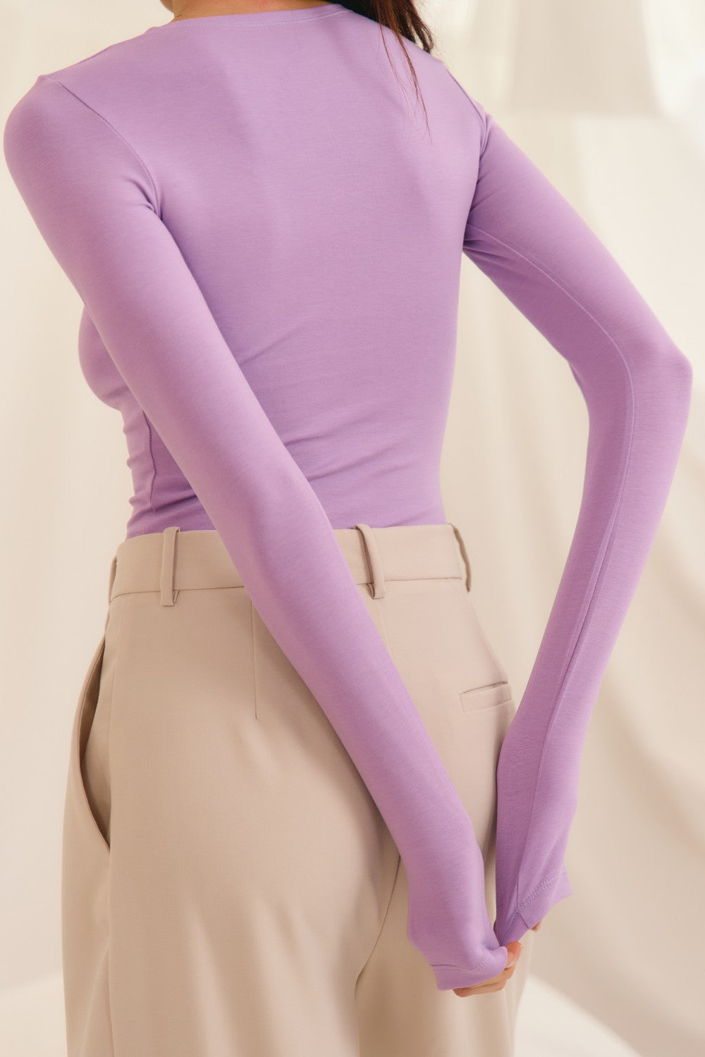 Хлопковое боди с длинными рукавами WL18304/33 Thursday lilac