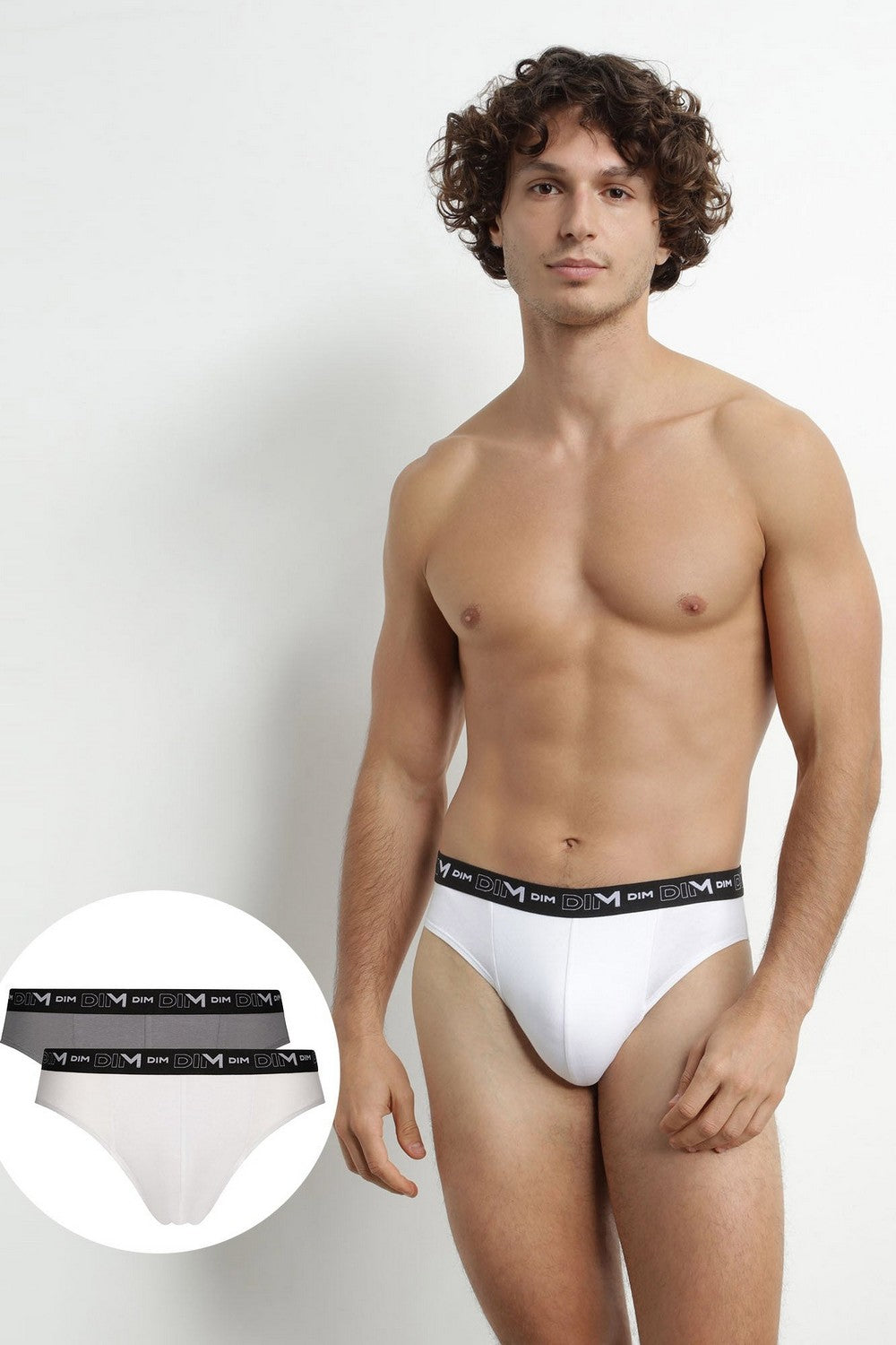 Мужские трусы слип из хлопка 6595 MPK (2 шт.) blanc/gris