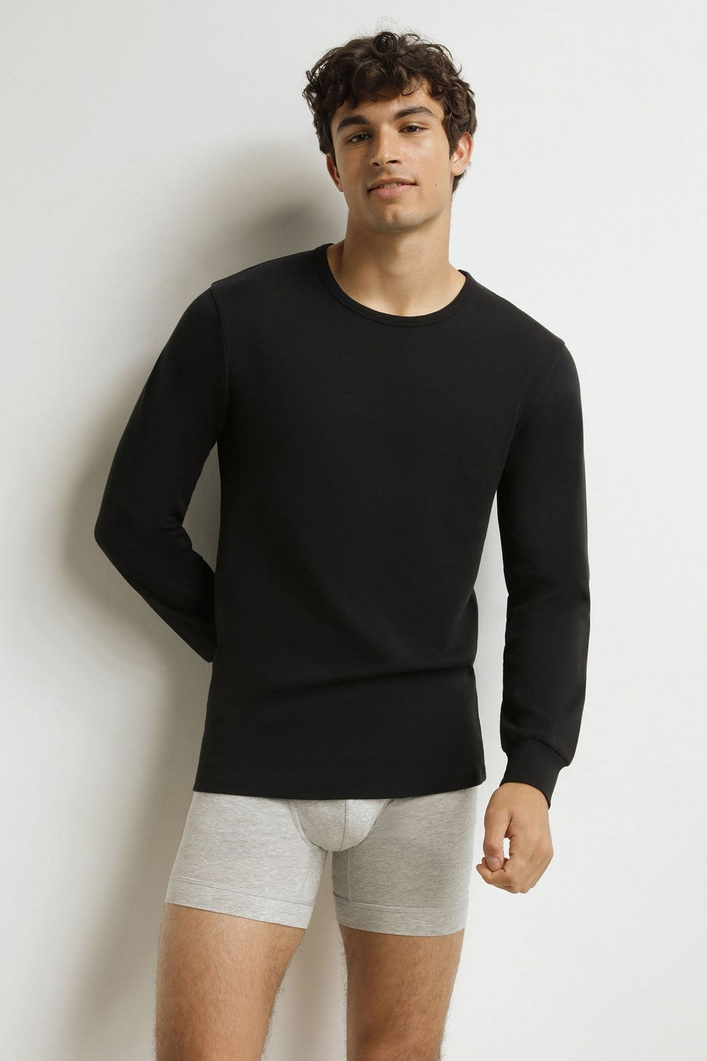 Чоловічий бавовняний лонгслів DD258 Thermal black