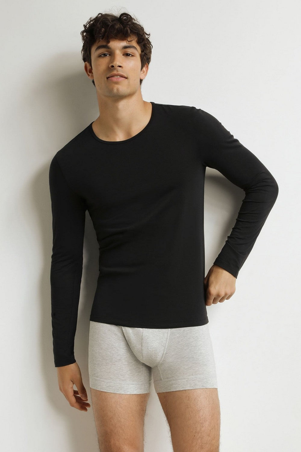 Чоловічий бавовняний лонгслів DD41Z Thermal black