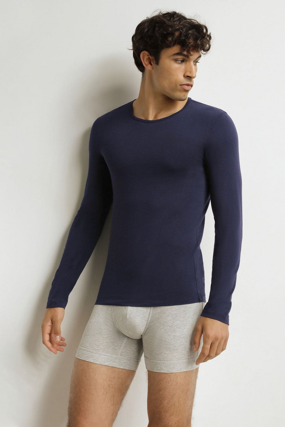 Мужской хлопковый лонгслив DD41Z Thermal bleu