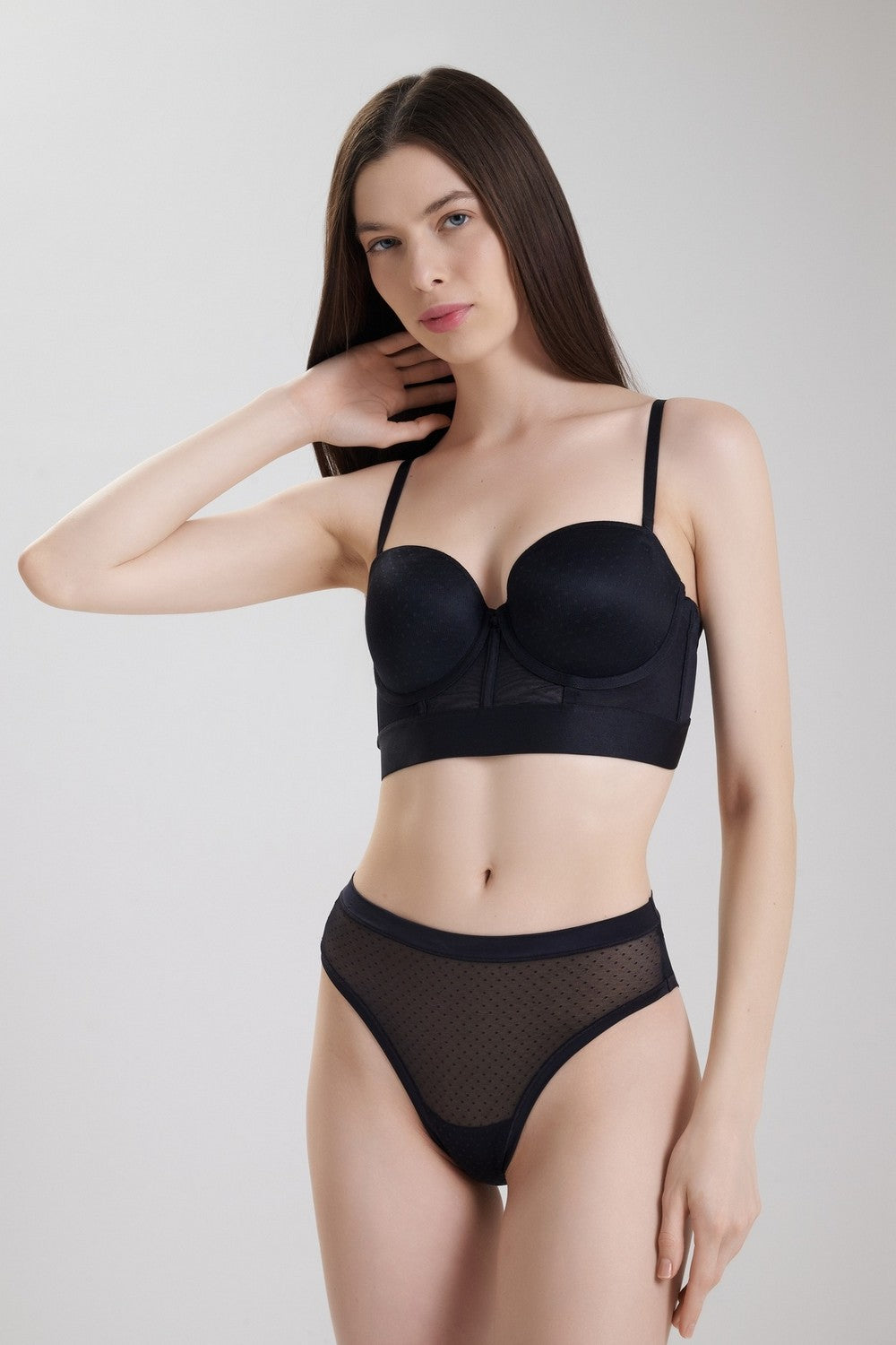 Бюстьє зі знімними бретелями Dot Mesh DK7506 black