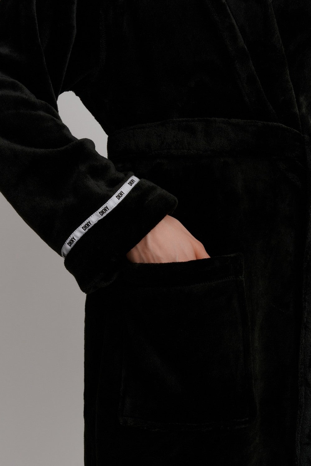 Длинный флисовый халат YI00027F black