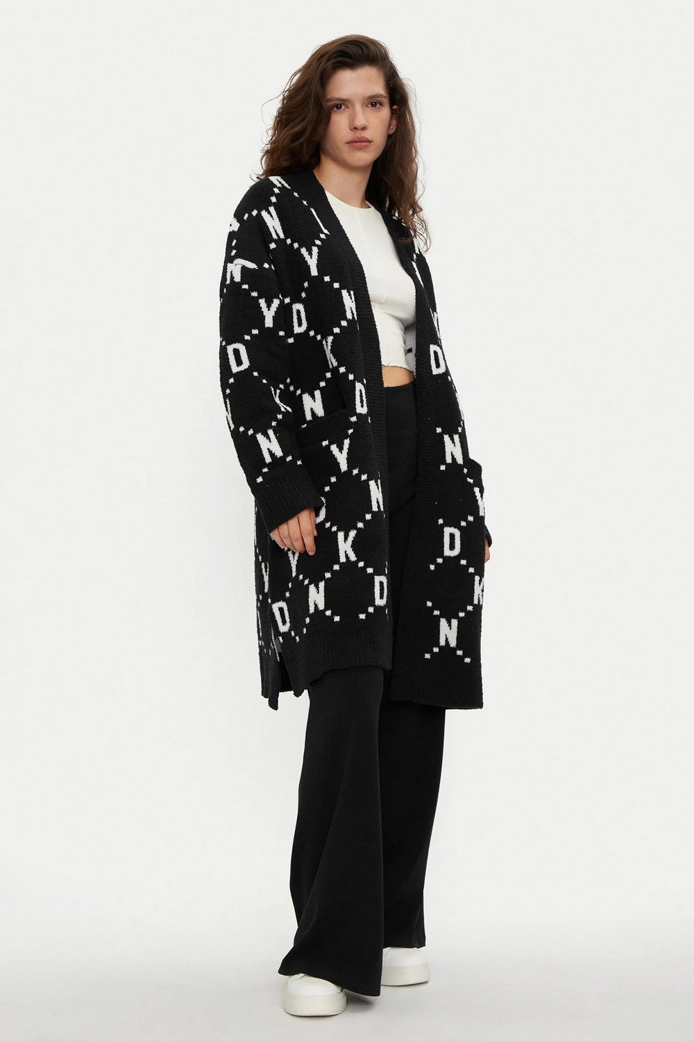 Кардиган с логотипом бренда YI00031 black ivory