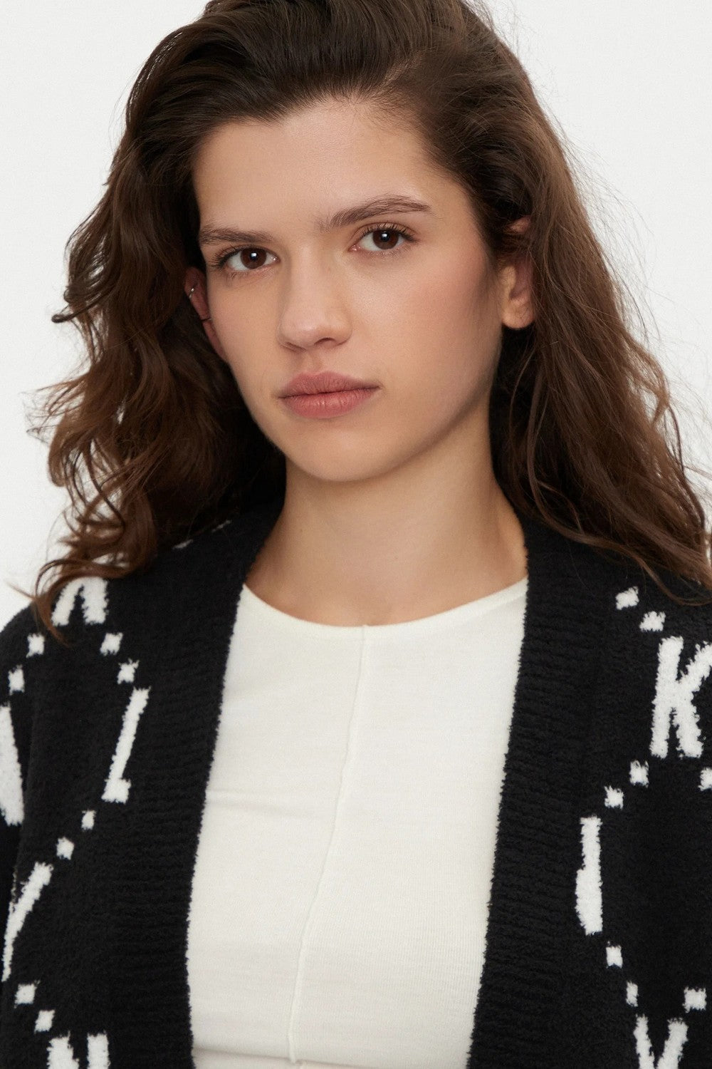 Кардиган с логотипом бренда YI00031 black ivory