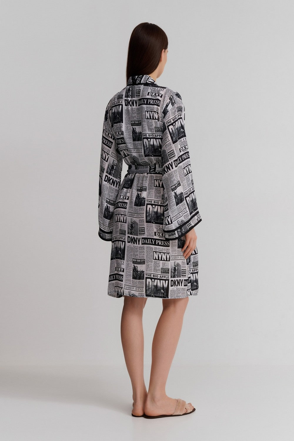 Халат с принтом YI10033 white black