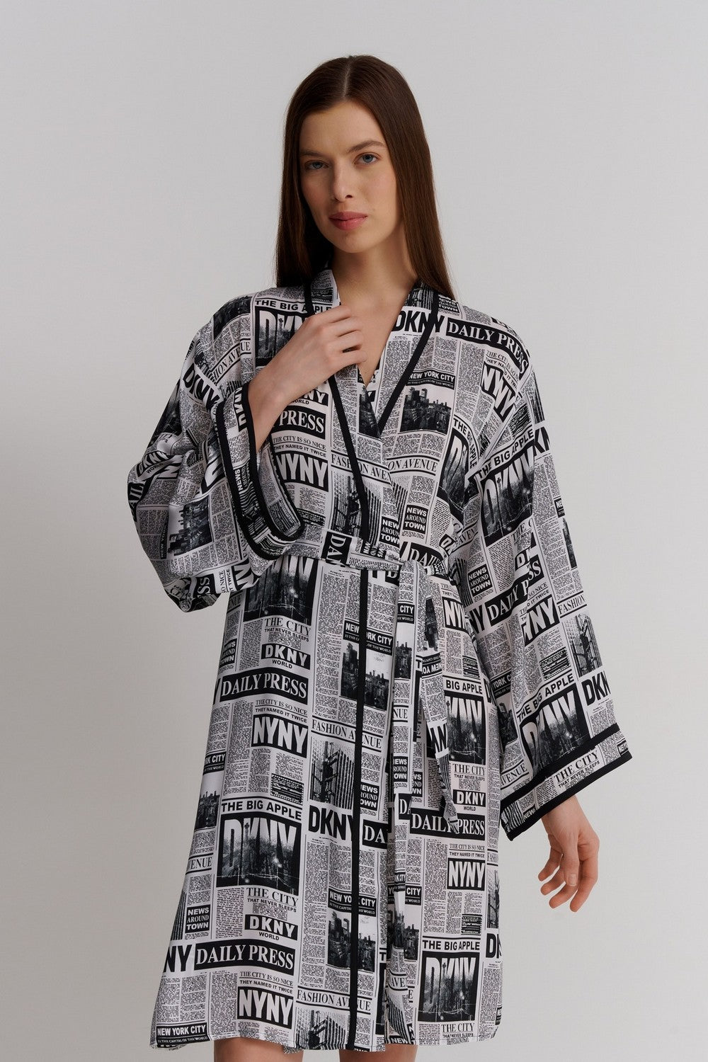 Халат з принтом YI10033 white black