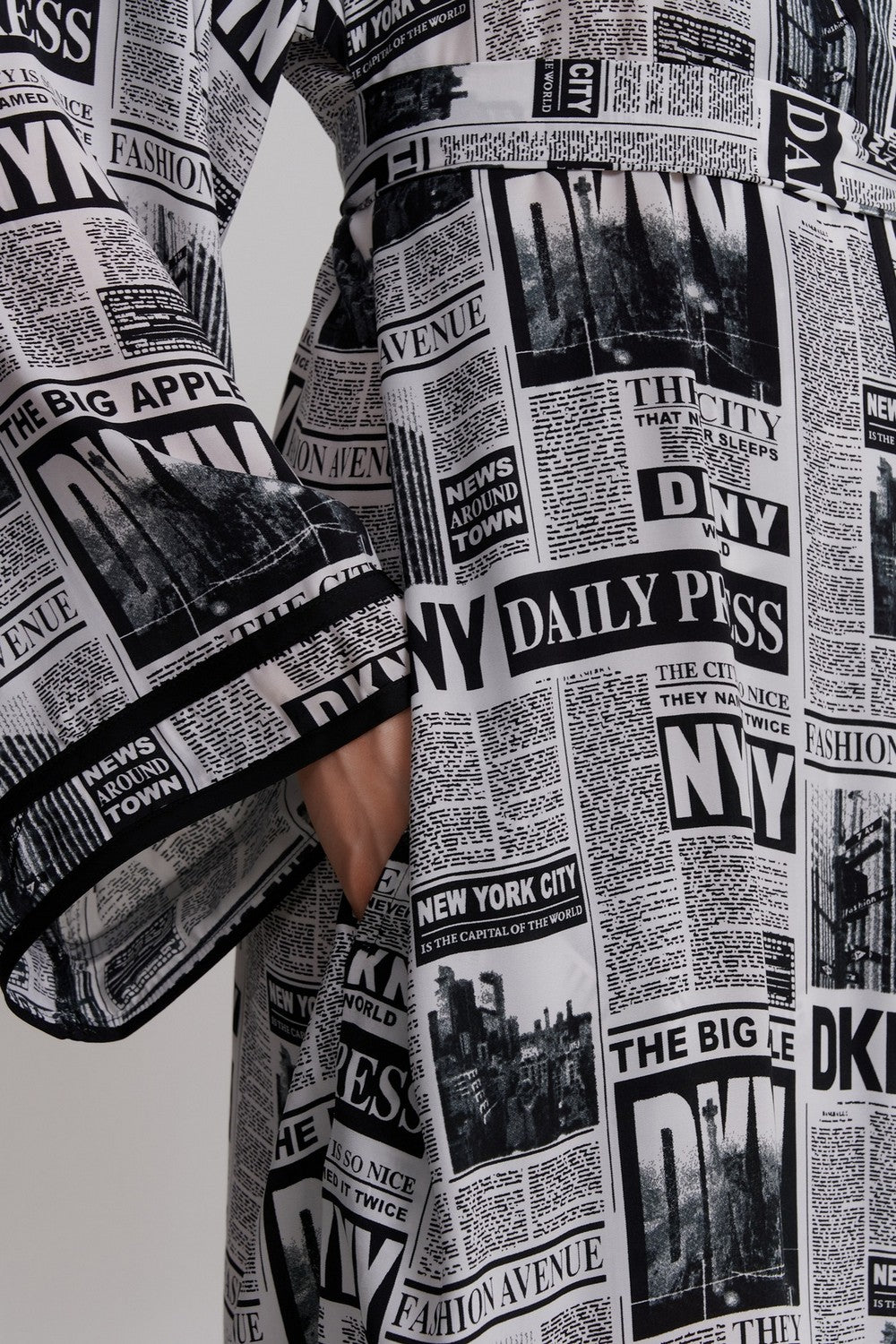 Халат з принтом YI10033 white black