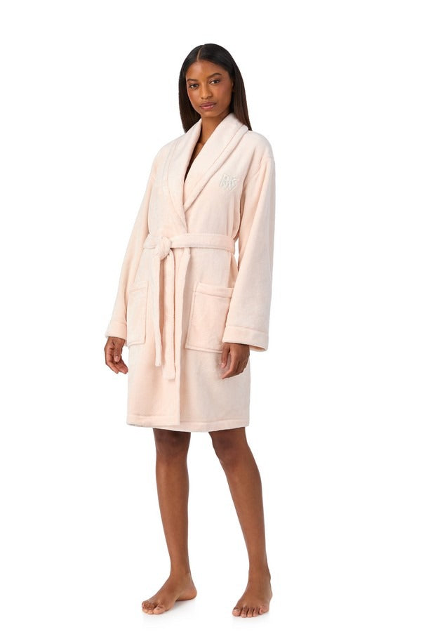 Флисовый халат с карманами YI10077 cream