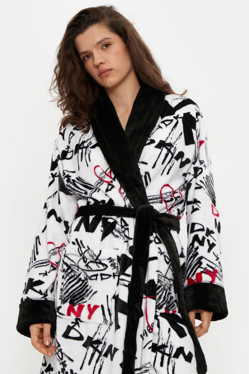 Махровый халат с принтом YI20027F white multi