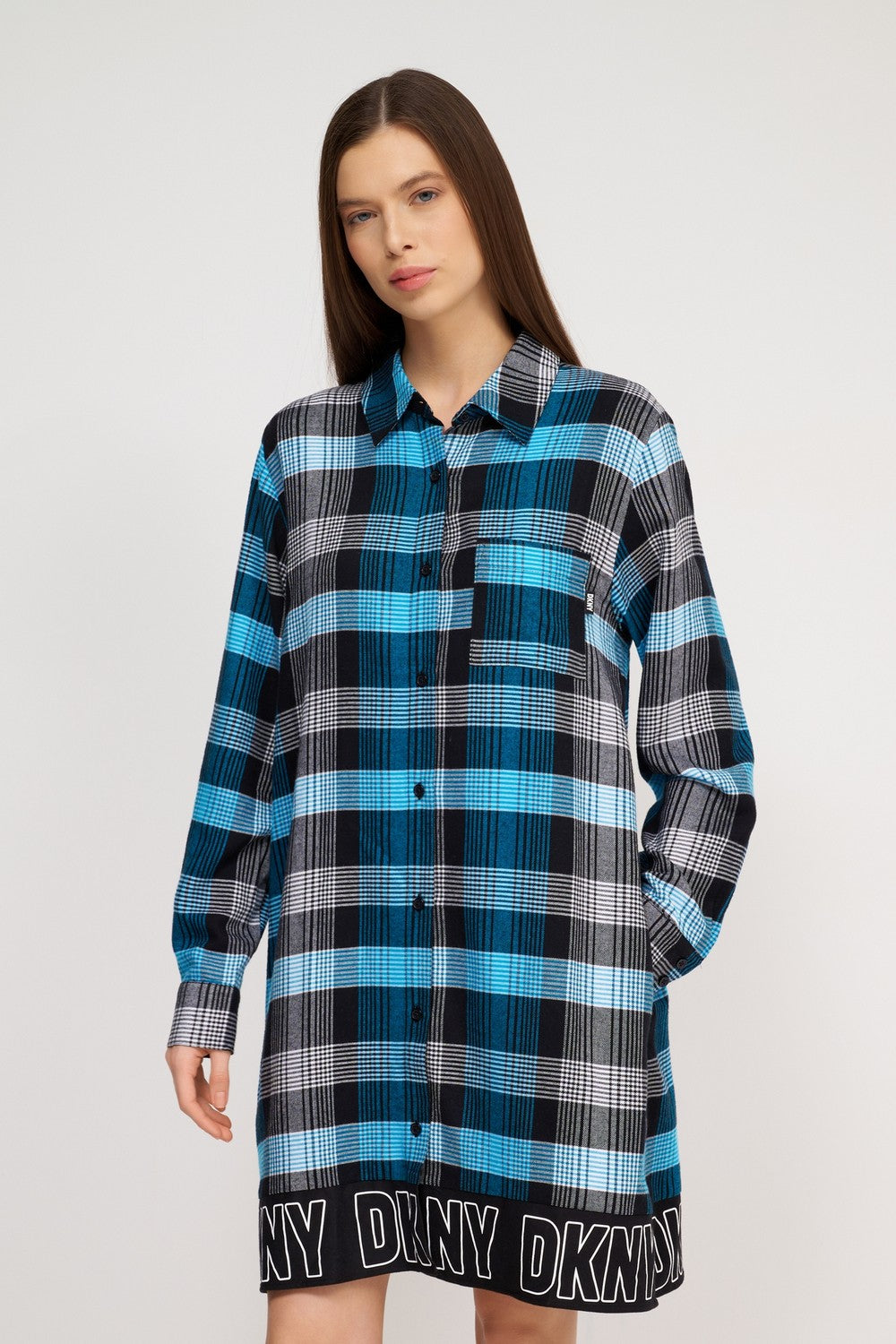 Домашнее платье-рубашка YI30021 blue