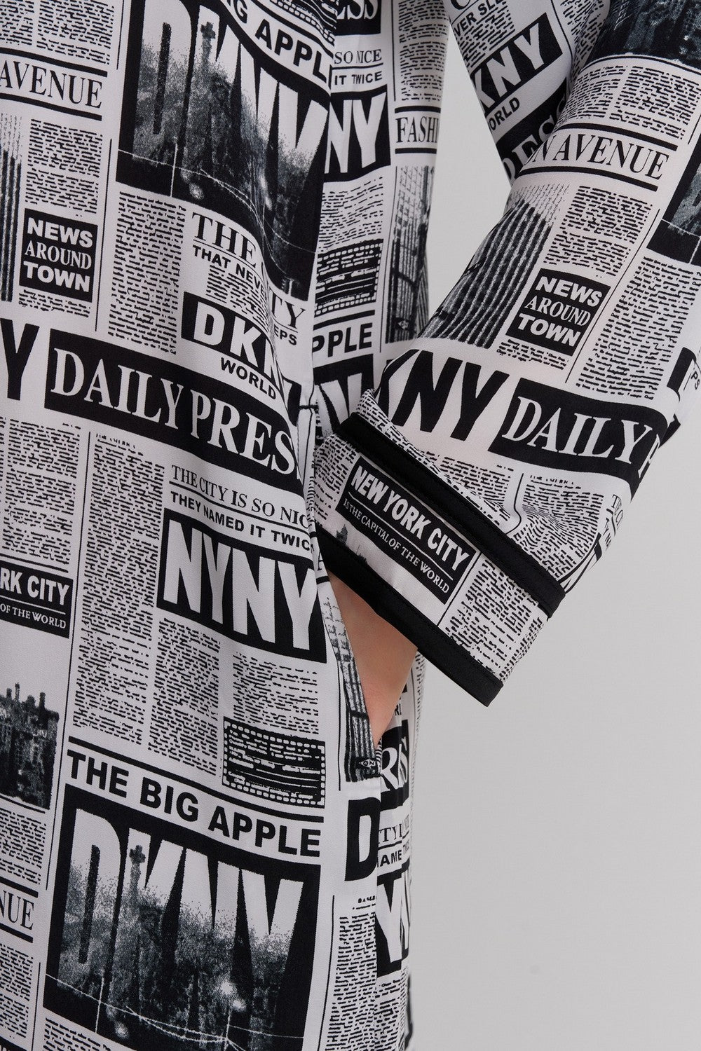 Длинный халат с принтом YI30033 white black