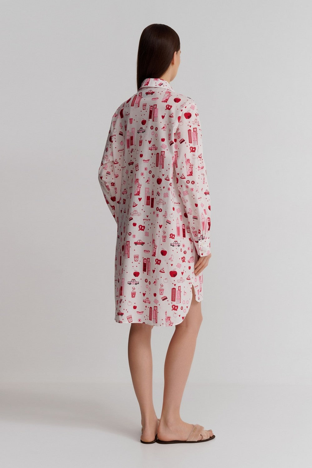 Домашнее платье с принтом YI30037 off white