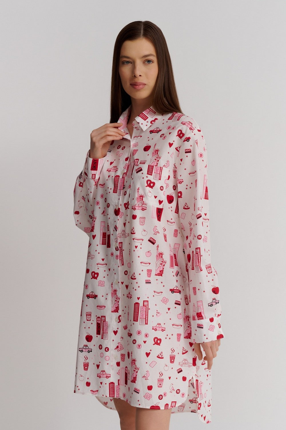 Домашнее платье с принтом YI30037 off white