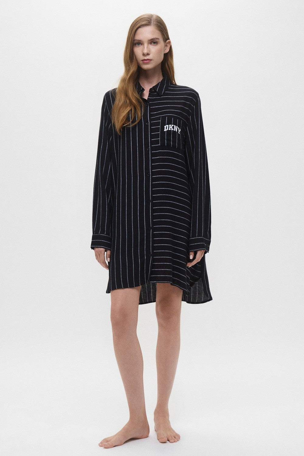 Нічна сорочка на ґудзиках YI30064 black stripe