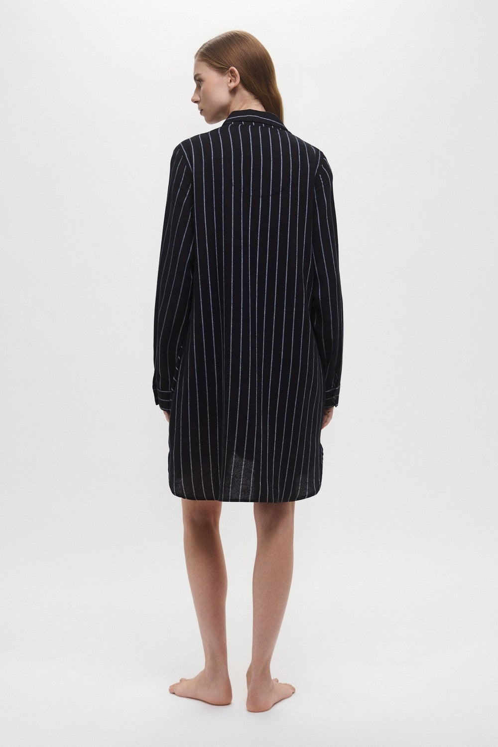 Нічна сорочка на ґудзиках YI30064 black stripe