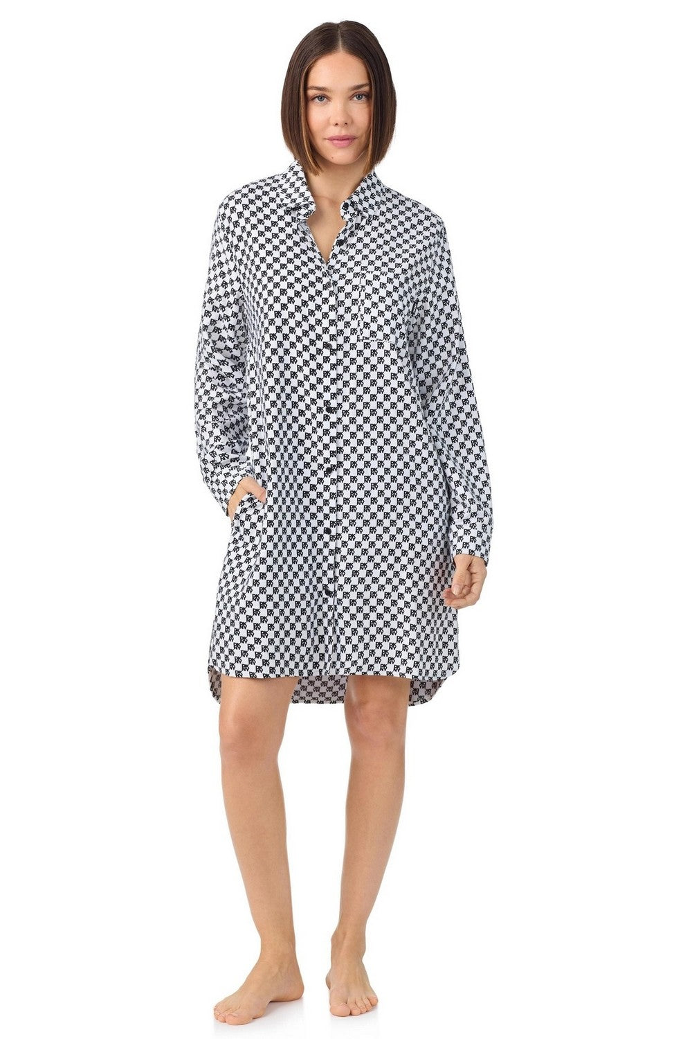 Ночная сорочка на пуговицах YI30064 checker logo